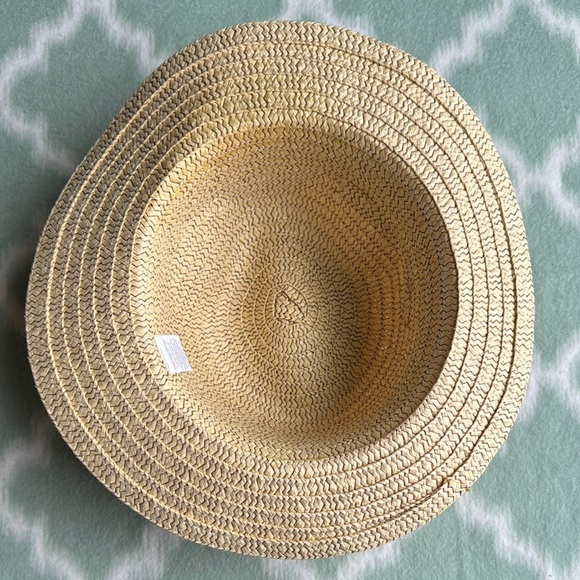 NEW natural Straw Hat with Tan fabric Band - Picture 3 of 4